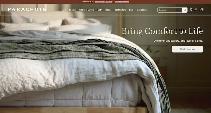 Parachute Home website preview